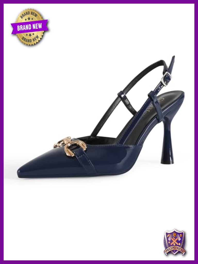 Pointed Toe Slingback Pumps Stiletto Heels With Adjustable Buckle